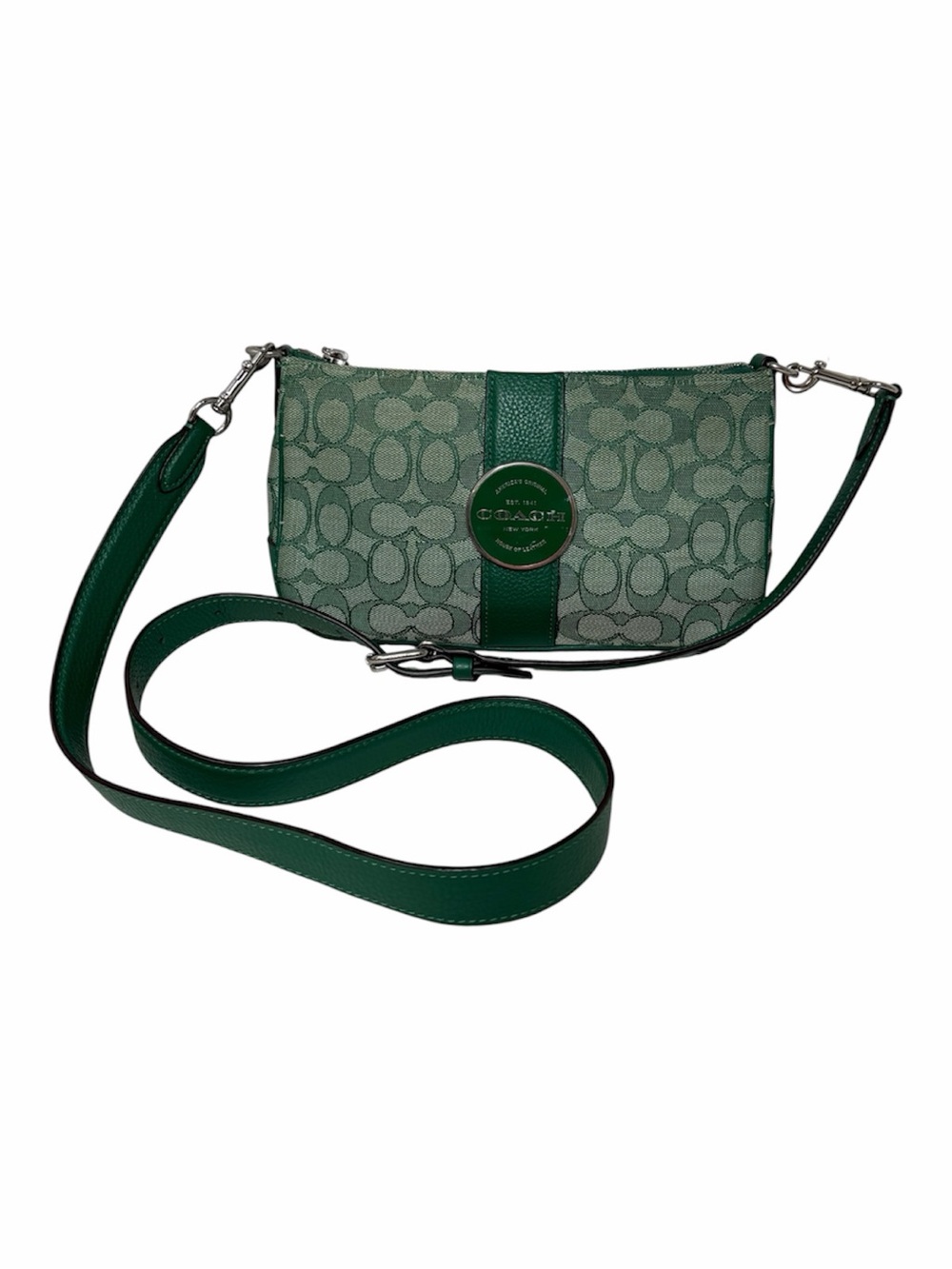 Coach Green Signature Jacquard Mini Crossbody